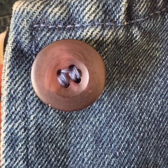 Vintage 90s Great Adventure Denim Long Button Front Midi Length Overcoat Jacket - Picture 7 of 10